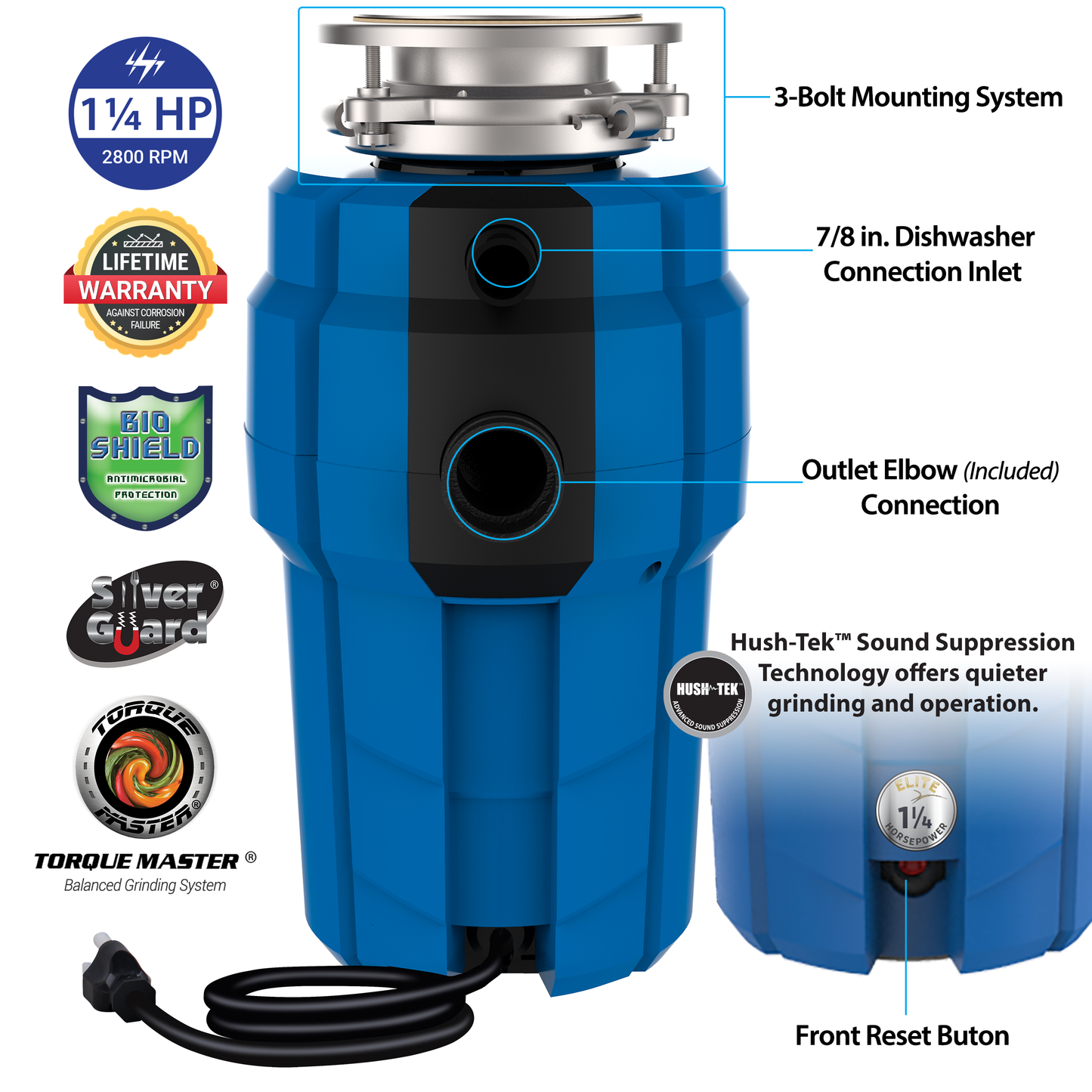American Standard Elite ASE-125-HT Premium Garbage Disposal