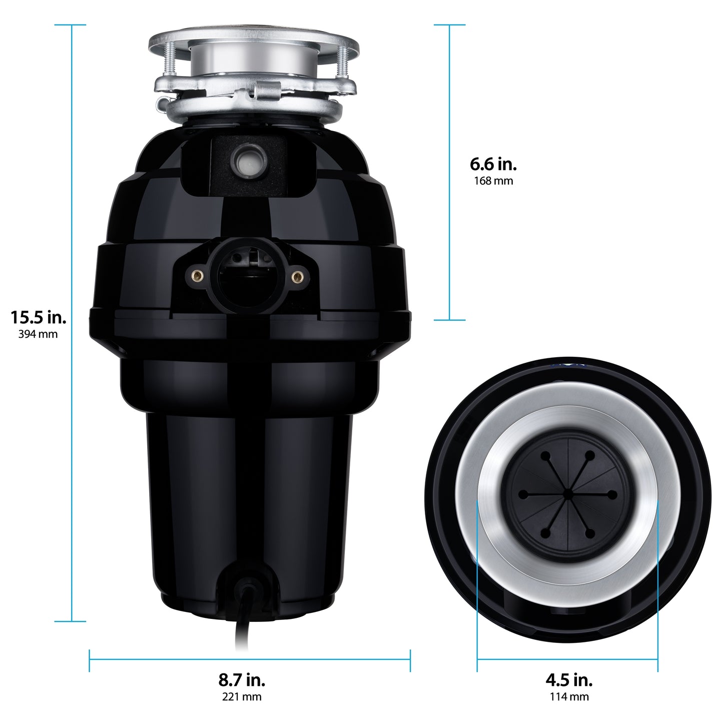 TITAN 10-US-TN-1060-3B Garbage Disposal, 1-1/4 HP - Premium, Black