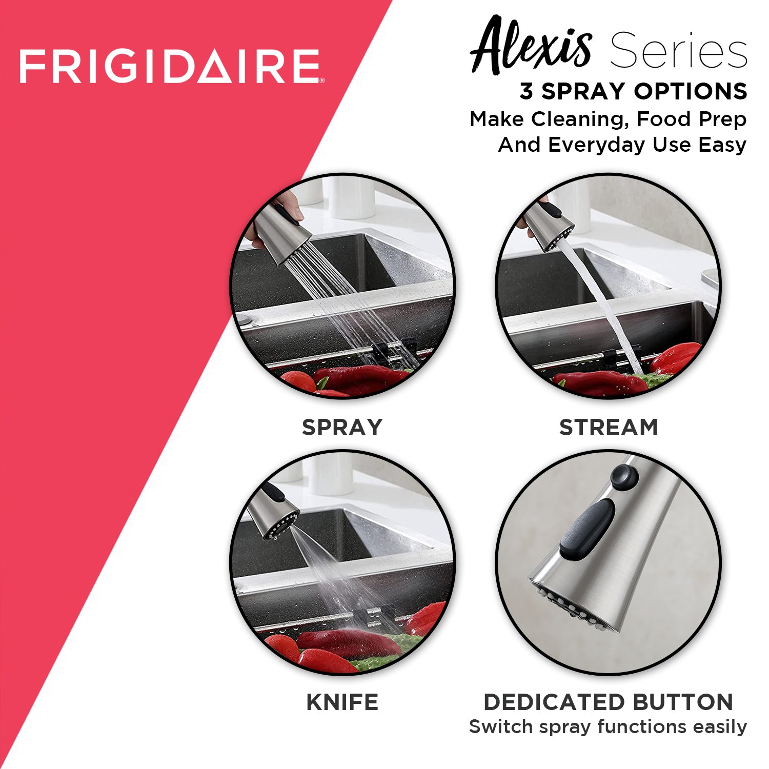 Pull down faucet with 3 spray options