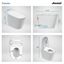 Dimensions of a Jacuzzi toilet shown in four sectional views with measurements.