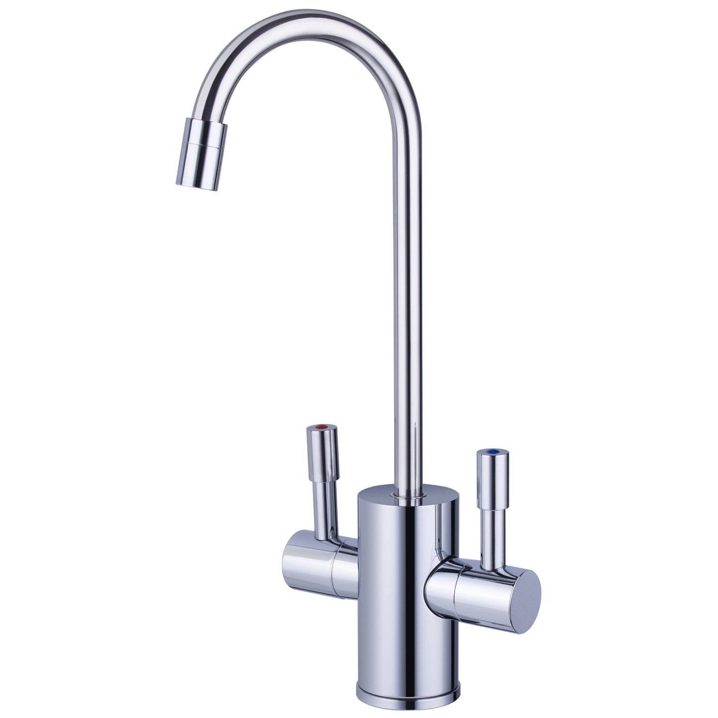 Chrome kitchen faucet on a white background