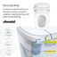 Jacuzzi toilet with built-in foam shield features on a white background. Anti-Splash, Deodorize.