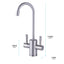 Brushed Nickel kitchen faucet with dimensions indicated on a white background