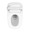 White toilet seat with cover on a white background