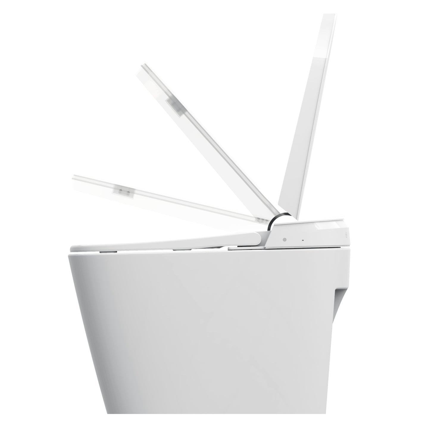 Jacuzzi bidet toilet side view of lid opening