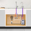 Under-sink plumbing setup with pipes and fixtures in a kitchen.