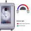 Hot water dispenser with temperature control and indicator lights on a white background