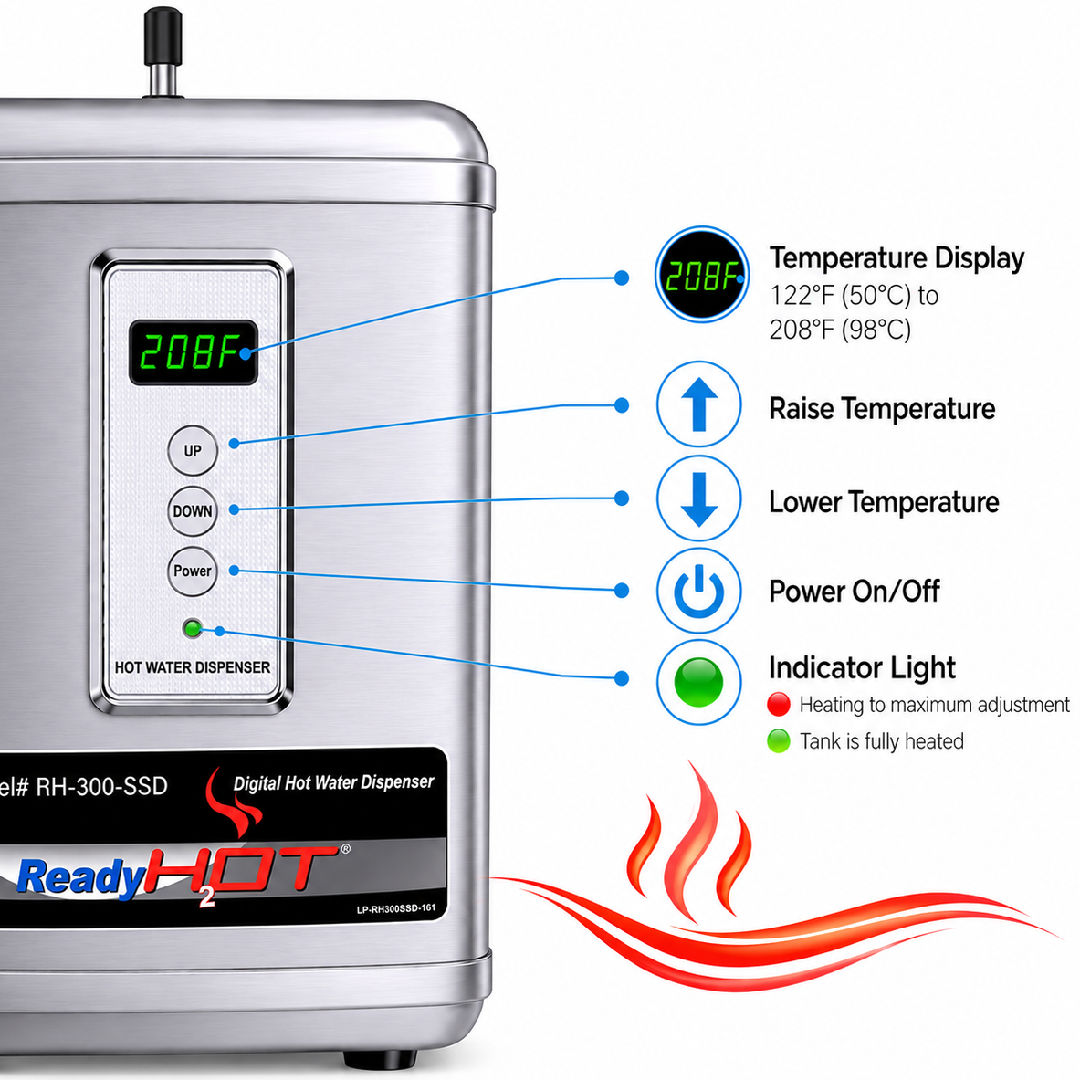 Ready Hot RH-300-SS Digital Instant Hot Water Dispenser Tank