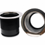 Black and silver metal flange on a white background