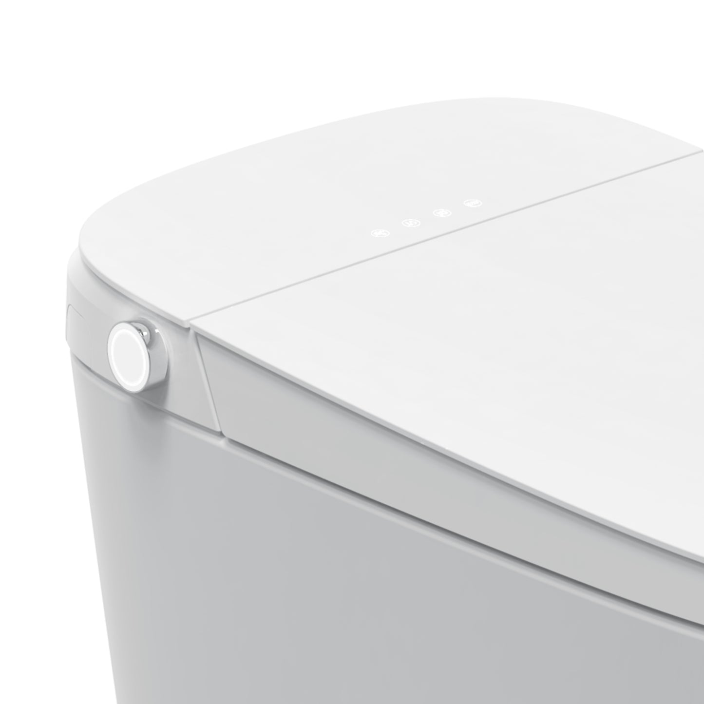 White Jacuzzi smart toilet with a control knob on a white background