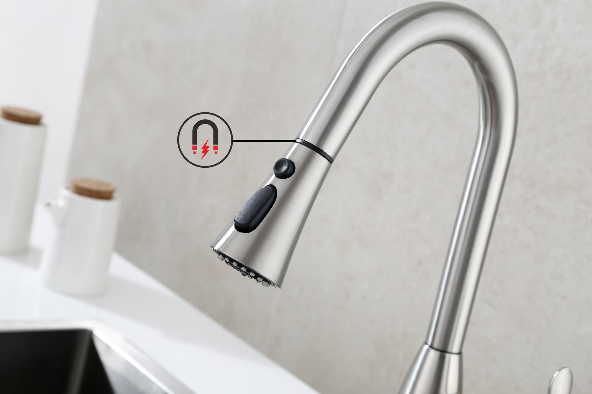 The Alexis faucet has magnetic docking.